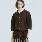 バンピーダイアモンドニットハーフカーディガン/bumpy diamond knited half cardigan brown