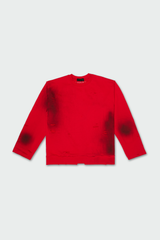 ダメージ＆オイルウォッシュドスウェットシャツ / Damaged & Oil Washed Sweatshirt, Red