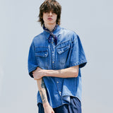 ウォッシュドデニムウェスタンシャツ / WASHED DENIM WESTERN SHIRT BLUE