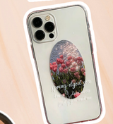チューリップサンセットホワイトレタリングフォーンケース / Tulip Sunset White Lettering Phone Case