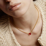 プチハートネックレス/Petite Heart Necklace_Red