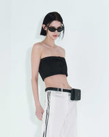 ローエッジボタンチューブトップ / Raw Edge Button Tube Top _ Black