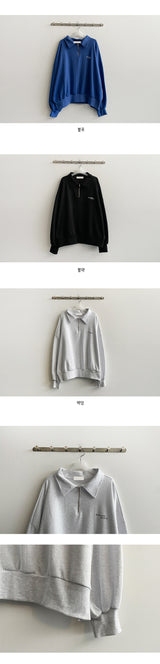 Don't Half Zip-Up Collar Sweatshirt