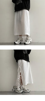 mitoside strap ribbon long skirt
