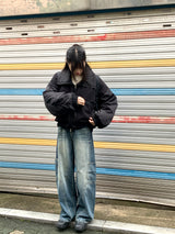 [MADE] Beckin high neck knit color combination balloon aviation jumper