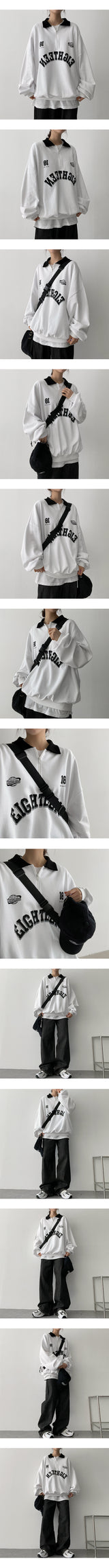 Aティーンカラーハーフジップアップカラースウェットシャツ / A-TEEN colored half zip-up collar sweatshirt