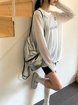 DIMUエアメッシュブロックコアプリント長袖Tシャツ