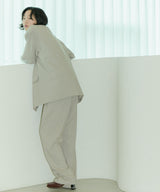 UNISEX PINTUCK STITCH WIDE PANTS W - LIGHT BEIGE (6689418150006)