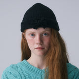 FLUFFY RIBBON BEANIE, BLACK