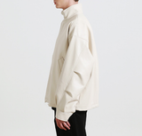オーバーフィットバフィングレザーライダージャケット/Overfit Buffing Leather Rider Jacket_Ivory