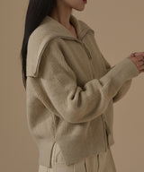SAILOR COLLAR ZIP UP KNIT