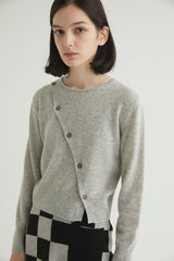 ASYMMETRY PLACKET KNIT CROP TOP GRAY MELANGE (6608598007926)