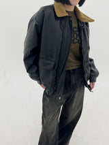 ウールレザージャンパー / Wool leather jumper (2color)