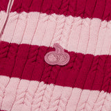 SMALL CHERRY CABLE CROP KNIT CARDIGAN [PINK]