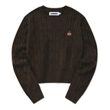 スモールチェリークロップ丈ニット／SMALL CHERRY CABLE CROP KNIT [BROWN]