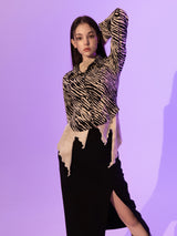 Zebra Silky Shirts (BEIGE)