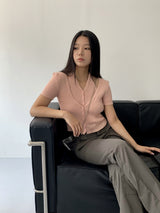 オッターオールインワンブックレットホルタースリーブレス半袖カーディガン/ Otter all-in-one booklet halter sleeveless knit short-sleeved cardigan