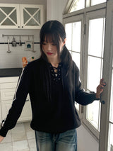 Gender eyelet strap long sleeve knit