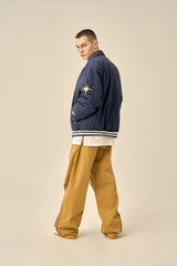 OVER PATCH PADDED BLOUSON - BLUE