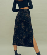 ケミカルウォッシュ風コーデュロイスカート / HIDE Slit Long Skirt (4606125572214)
