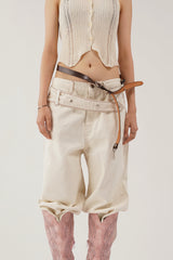 テール ボタン パンツ(ベージュ コットン)/Tail Button Pants (Beige Cotton)
