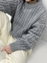 ウールプレッツェルバルキーニット / Wool pretzel bulky knit (4color)