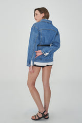 セミオーバーフィットベルトセットデニムジャケット/ SEMI OVER FIT BELT SET DENIM JACKET [1000]