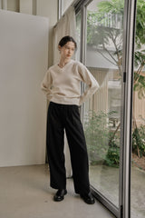 リブ Vニットトップス/RIBBED V-KNIT TOP_IVORY