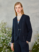 ラインノーカラージャケット / Line No-collar Jacket (2colors)