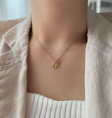 ラブレタリングオーバルハートキーハンドメイドネックレス/llov Silver 925 Love Lettering Oval Heart Key Handmade Necklace