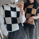 Uno Checker Town Knit Vest (2color) (6677041053814)