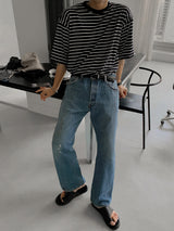 ASCLOシングルボーダー半袖Tシャツ(9color)