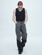 ハイパー ブラッシュ ウォッシング ワイド デニムパンツ / Hyper Brush Washing Wide Denim Pants Black