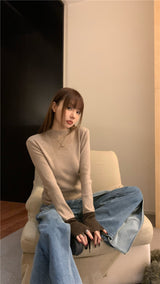 Color combination half polar long sleeve knit
