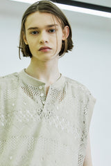 クロシェリップベスト/crochet rip vest beige