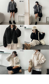 [Quilted] Two-way String Dumble Wool Collar Pocket Zip-Up Jumper