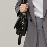 Pearl Ribbon Heart Logo Keyring