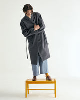UNISEX BELTED WOOL DOUBLE COAT M - SHARKSKIN DARK GRAY (6636059328630)