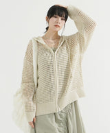 Mesh Finger Warmer Hood Zip-up
