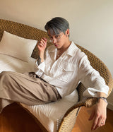 Extended Sleeve Flap Pocket Shirt(3 color) (6595314188406)