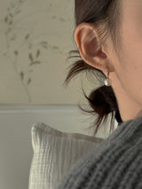 [92.5silver] round pearl one-touch earrings