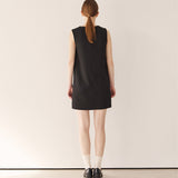Vネックミニマルミニドレス/V-neck minimal mini dress_black