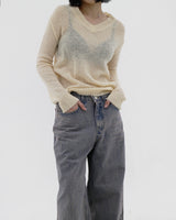 アルファシースルーVネックニット / Alpha see-through V-neck knit (4color)