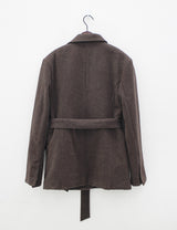 ダブルベルトウールジャケット / Double belt wool jacket (2color)