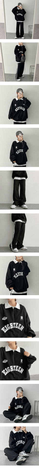 Aティーンカラーハーフジップアップカラースウェットシャツ / A-TEEN colored half zip-up collar sweatshirt