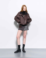 Rib Neck Goose Down Jacket _ Brown
