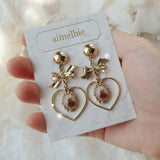 ビンテージテディベアハートアンドリボンピアス / Vintage Teddy Bear Heart and Ribbon Piercing