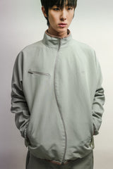 アシンメトリーウェーブジップジャケット / ASYMMETRIC WAVE ZIPPED JACKET-EARTHY GREEN