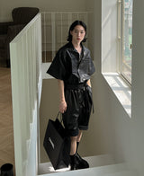 サマーレザーハーフジャンプスーツ / Summer Leather Half Jumpsuit