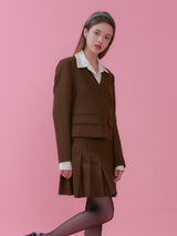 KATE V NECK WOOL JACKET_BROWN (6612509098102)